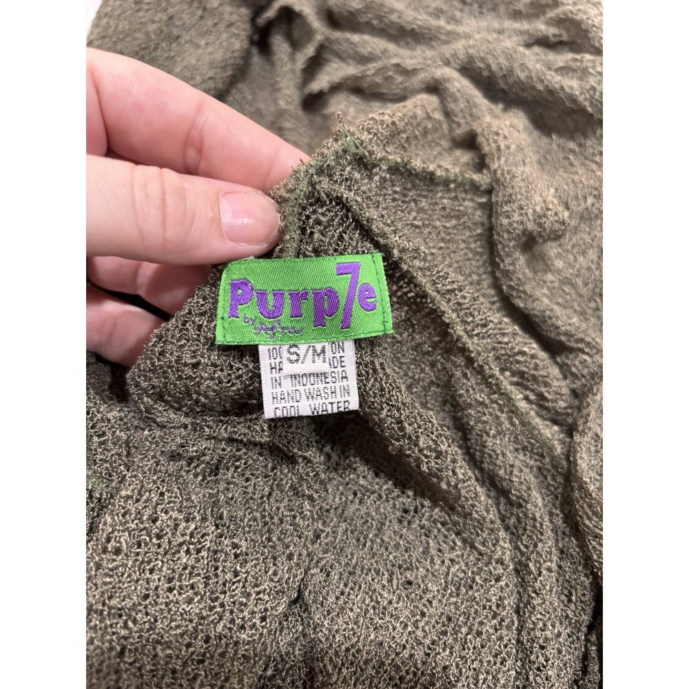 Purp7e Open Front Cardigan S/M‎ Green Rayon Earthy Fairycore Goblincore Mossy - Picture 16 of 16